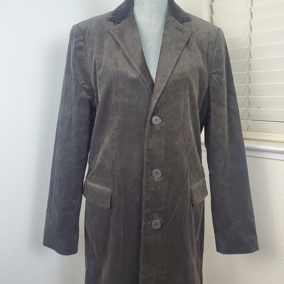 Express Men's Brown Corduroy Long Blazer Jacket Coat Small NWT - Picture 1 of 16